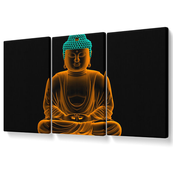 Bloomsbury Market Lord Buddha 3 Piece Wrapped Canvas Graphic Art